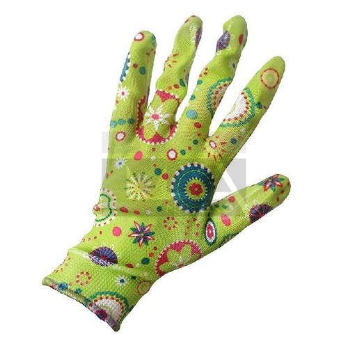 Перчатки из цветного нейлона с неполным силиконовым покрытием, садовые (микс)